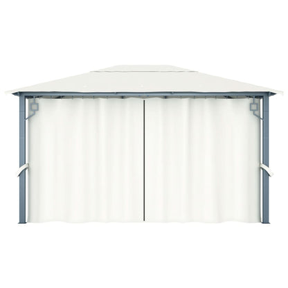 Gazebo with Curtain 400 x 300 cm Cream Aluminium