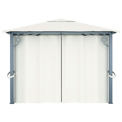 Gazebo with Curtain 400 x 300 cm Cream Aluminium