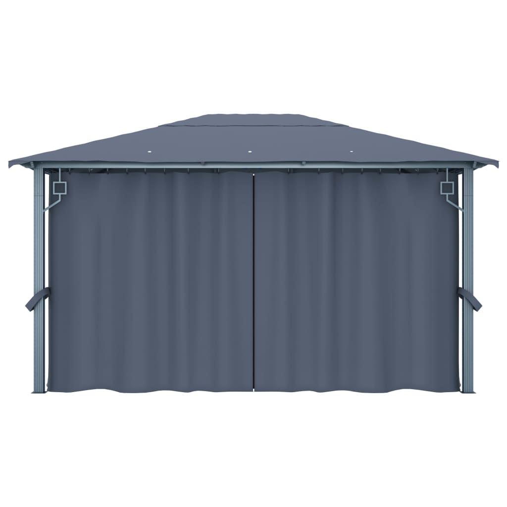 Gazebo with Curtain 400 x 300 cm Anthracite Aluminium