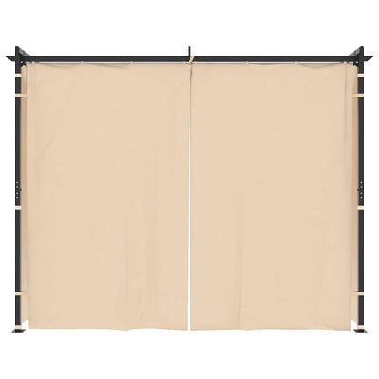 vidaXL Gazebo with Curtains 9.8'x9.8' Cream Steel