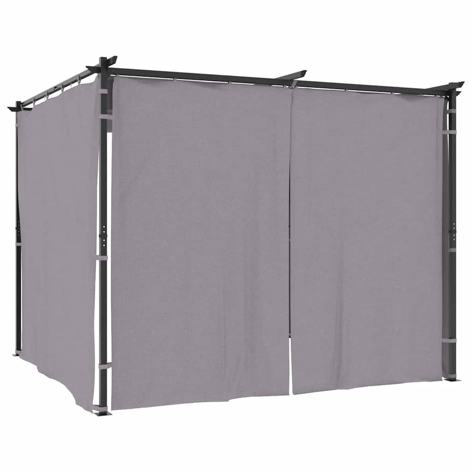 Gazebo with Curtains 3x3 m Anthracite Steel