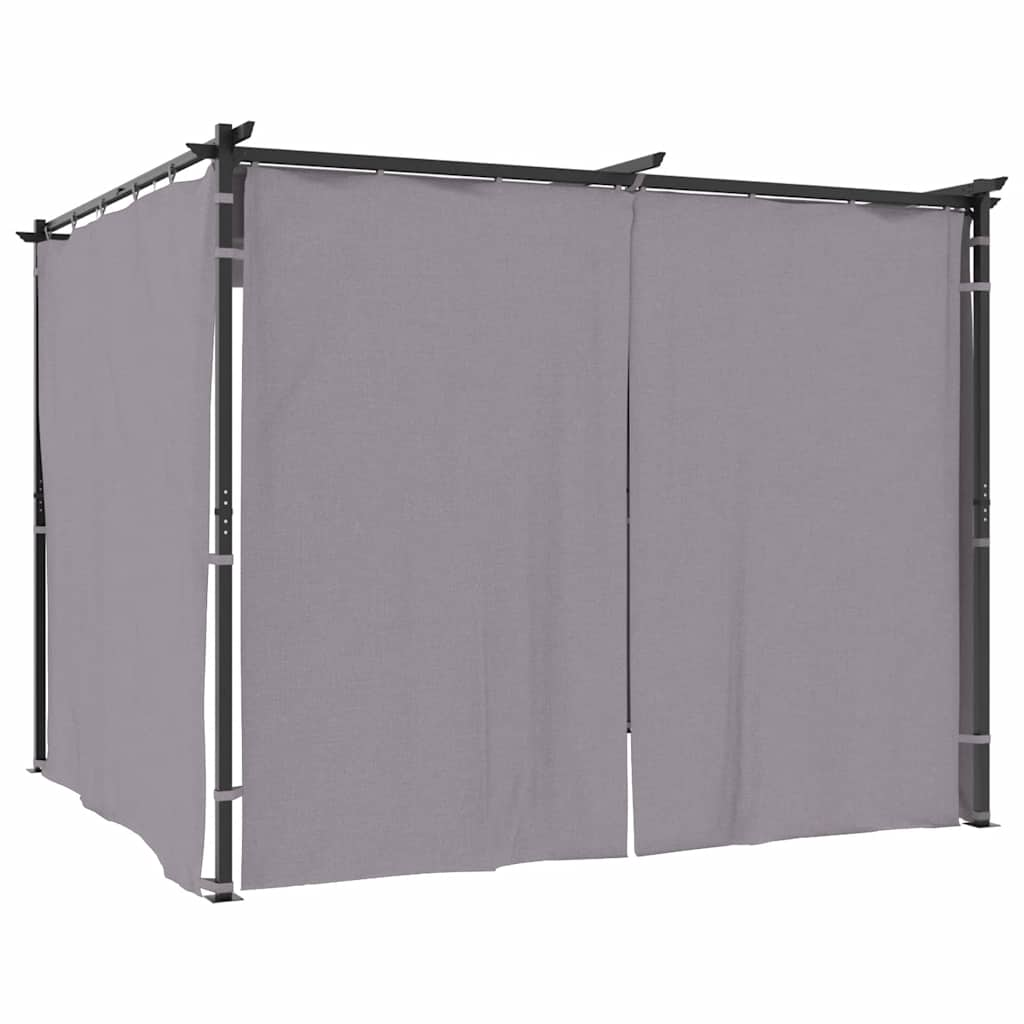 Gazebo with Curtains 3x3 m Anthracite Steel