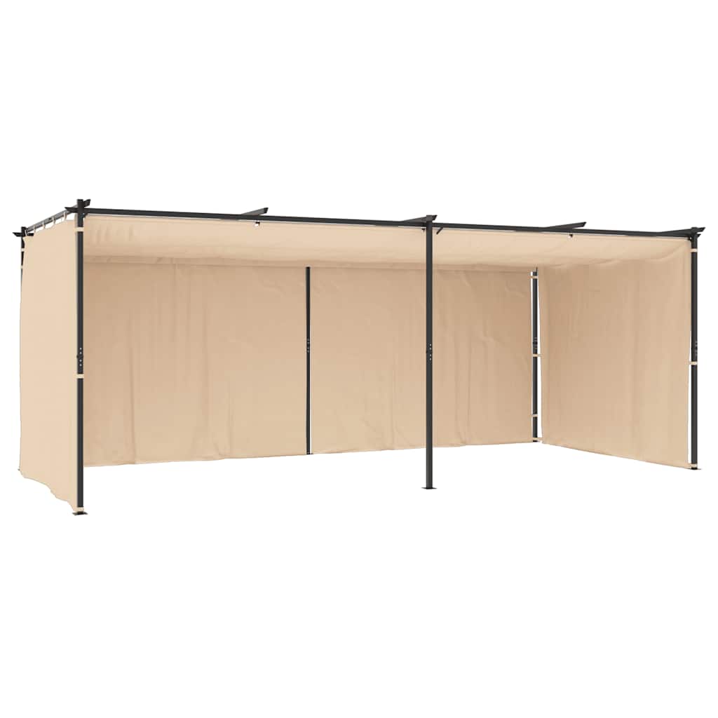 Gazebo with Curtains 9.8'x19.7'Cream Steel