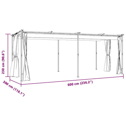 Gazebo with Curtains 9.8'x19.7'Cream Steel