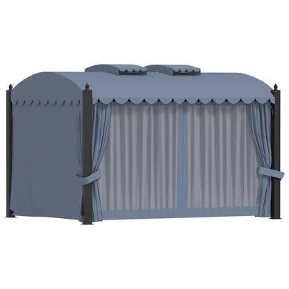 Gazebo with Curtains 3x4 m Anthracite Steel