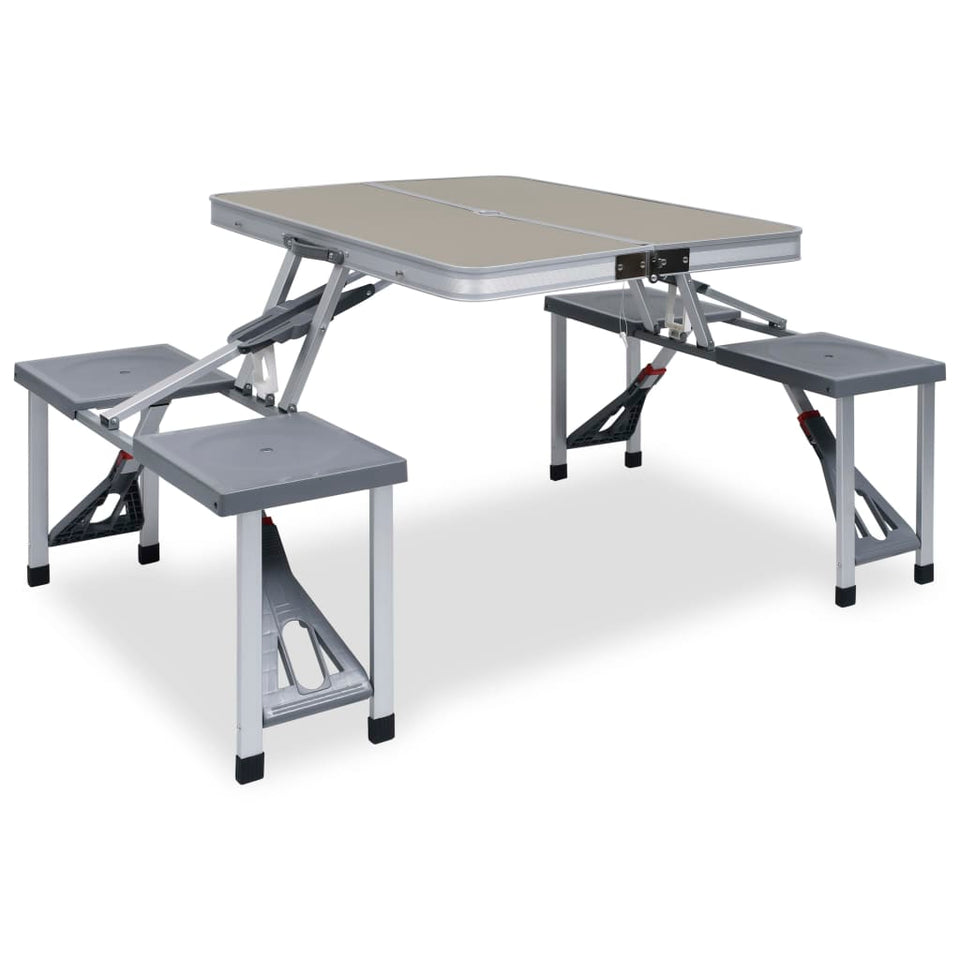 Folding Camping Table with 4 Seats Steel Aluminium