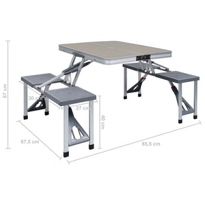 Folding Camping Table with 4 Seats Steel Aluminium