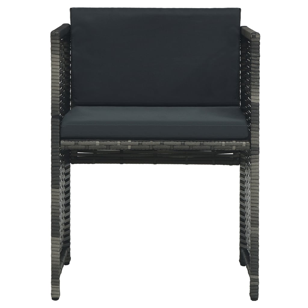 3 Piece Bistro Set with Cushions Poly Rattan Gray