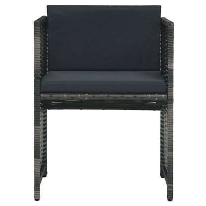 3 Piece Bistro Set with Cushions Poly Rattan Gray