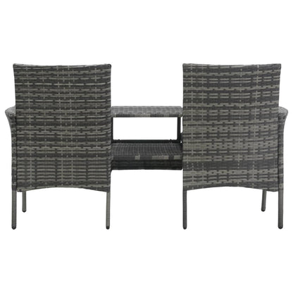2-Seater Patio Sofa with Tea Table Poly Rattan Anthracite