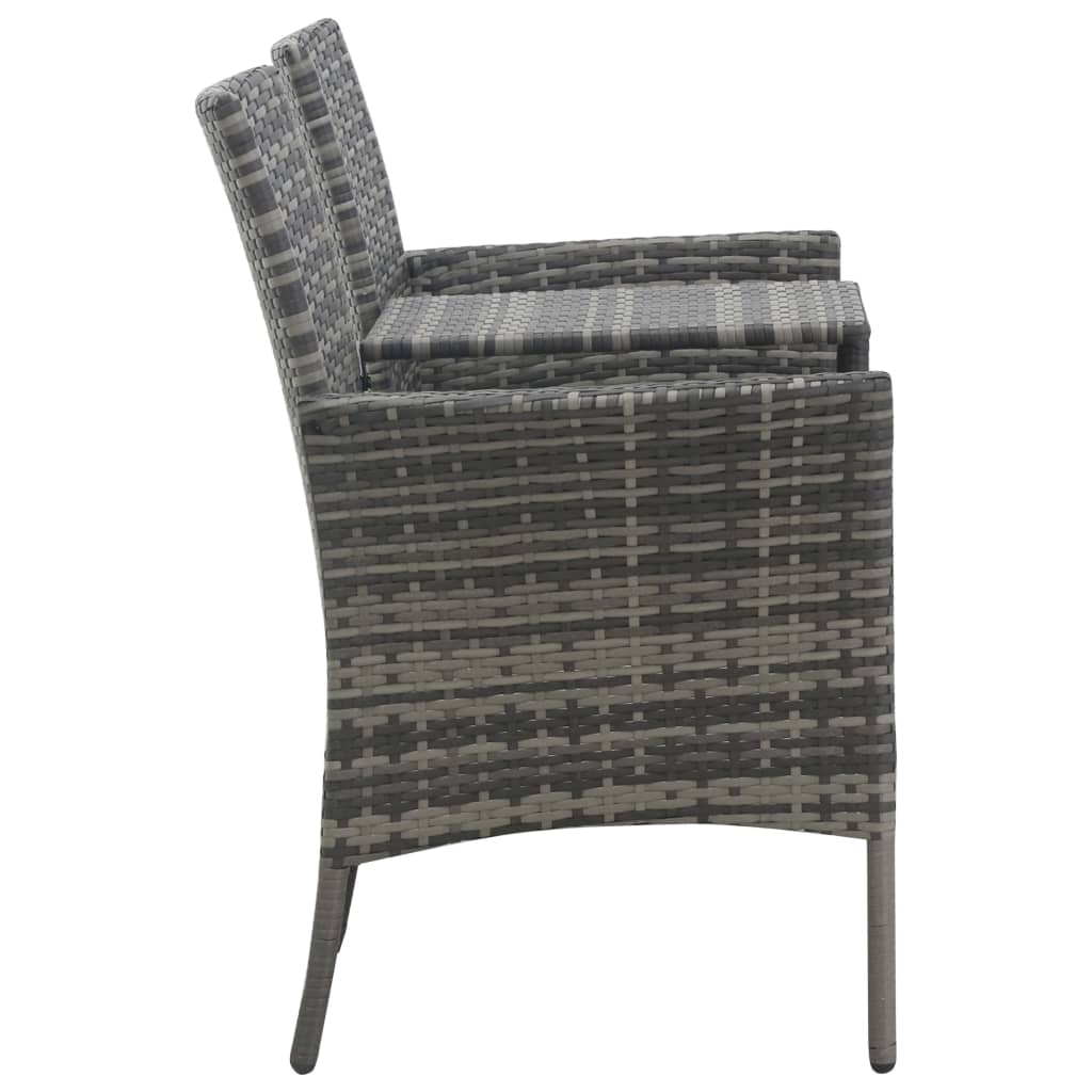 2-Seater Patio Sofa with Tea Table Poly Rattan Anthracite