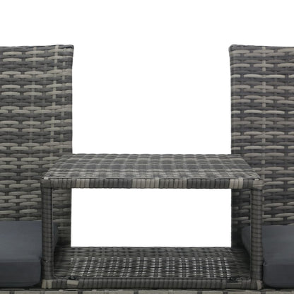 2-Seater Patio Sofa with Tea Table Poly Rattan Anthracite