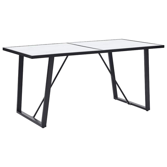 281553 vidaXL Dining Table White 160x80x75 cm Tempered Glass