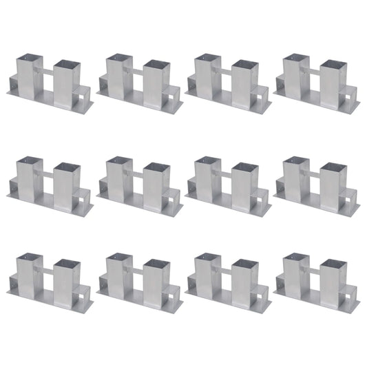 278715 vidaXL Firewood Stacking Aids 12 pcs Steel Silver (3x41925)