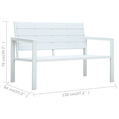 Garden Bench | White | HDPE and Steel | 120 cm |  Durable  | Garden Bench