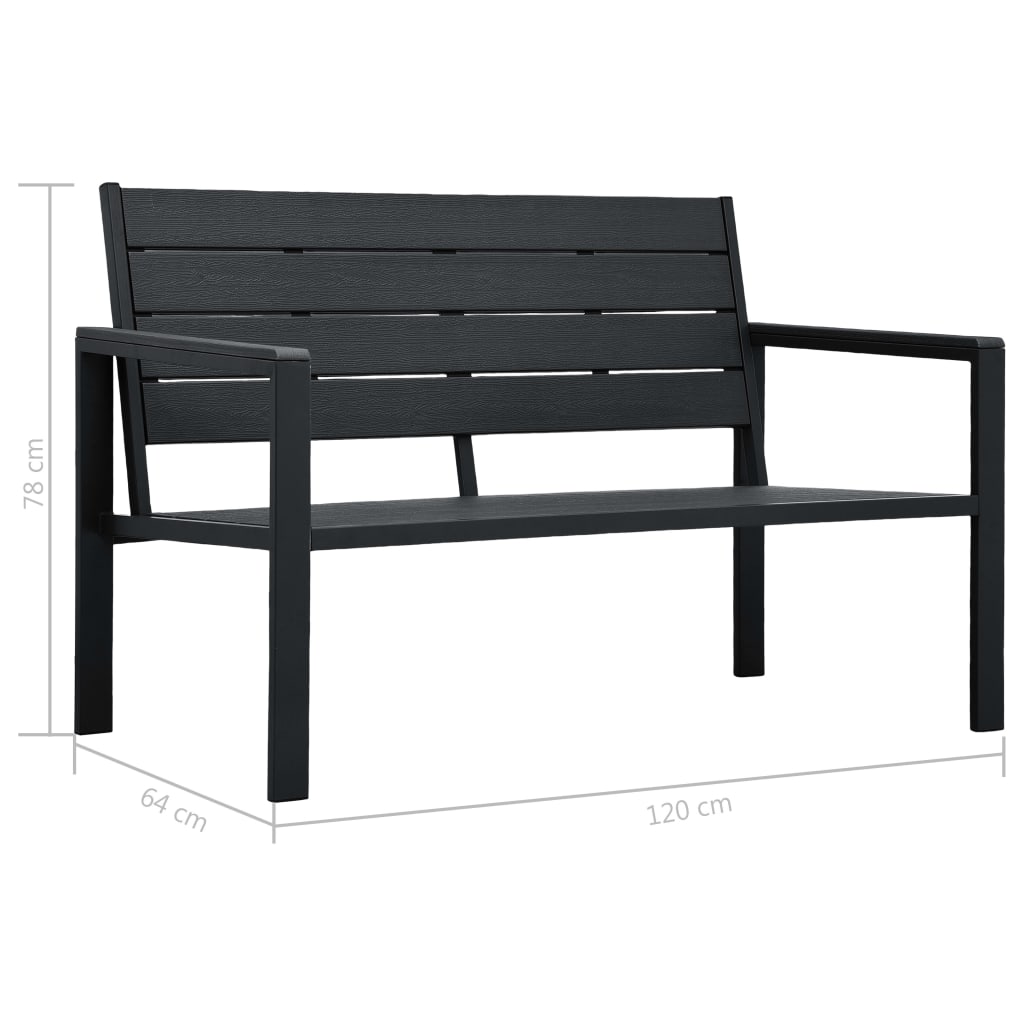 Garden Bench | Black | HDPE | 120 cm long |  Durable  | Garden Bench