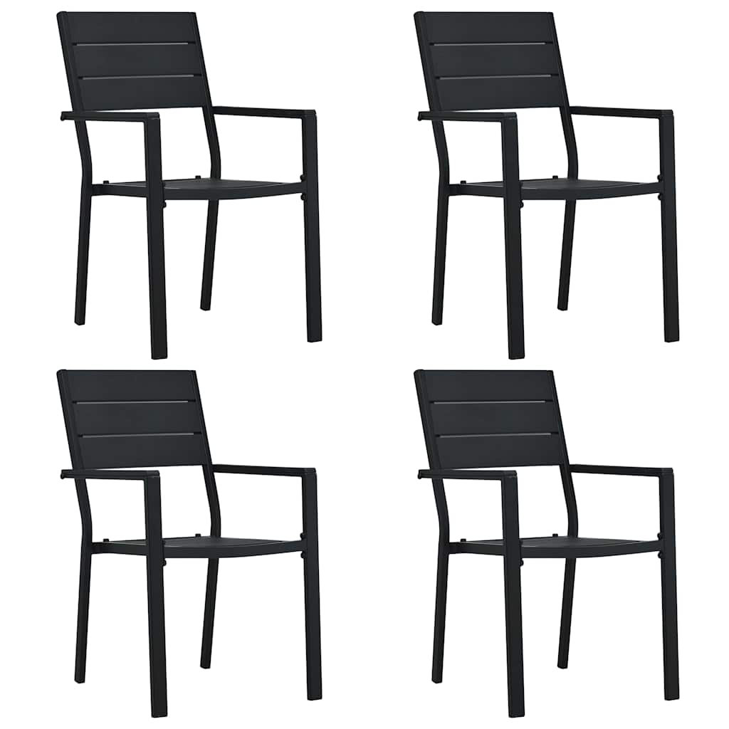 Garden Chair | Set of 4 | Black | HDPE | 4 chairs | Durable