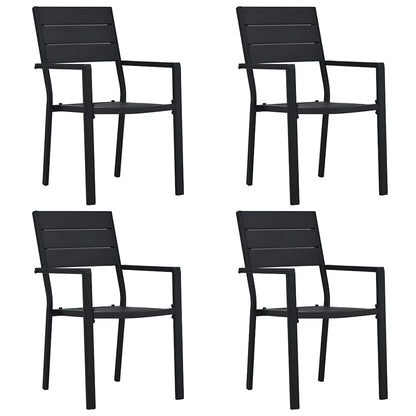 Garden Chair | Set of 4 | Black | HDPE | 4 chairs | Durable