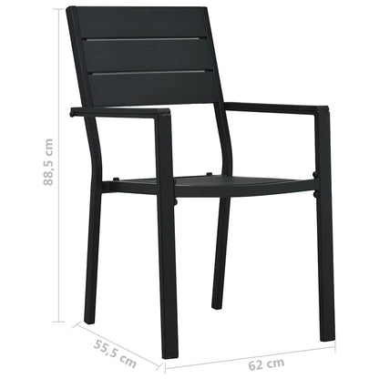 Garden Chair | Set of 4 | Black | HDPE | 4 chairs | Durable