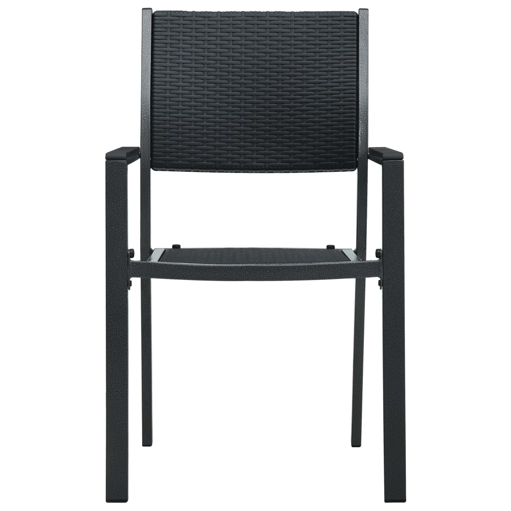 Garden Chair Set of 4 Black Plastic, Steel Standard Lightweight