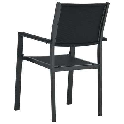 Garden Chair Set of 4 Black Plastic, Steel Standard Lightweight