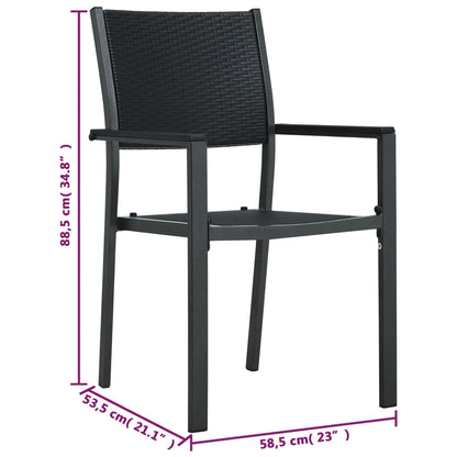 Garden Chair Set of 4 Black Plastic, Steel Standard Lightweight