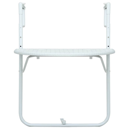 Hanging Balcony Table White 60x64x83.5 cm Plastic Rattan Look