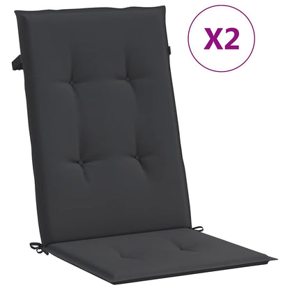 Garden Highback Chair Cushions 2 pcs Black 47.2"x19.7"x1.2" Fabric