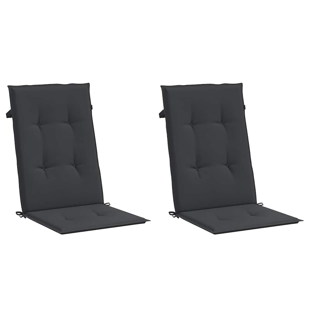 Garden Highback Chair Cushions 2 pcs Black 47.2"x19.7"x1.2" Fabric