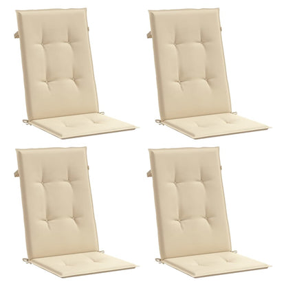 Garden Highback Chair Cushions 4 pcs Beige 47.2"x19.7"x1.2" Fabric