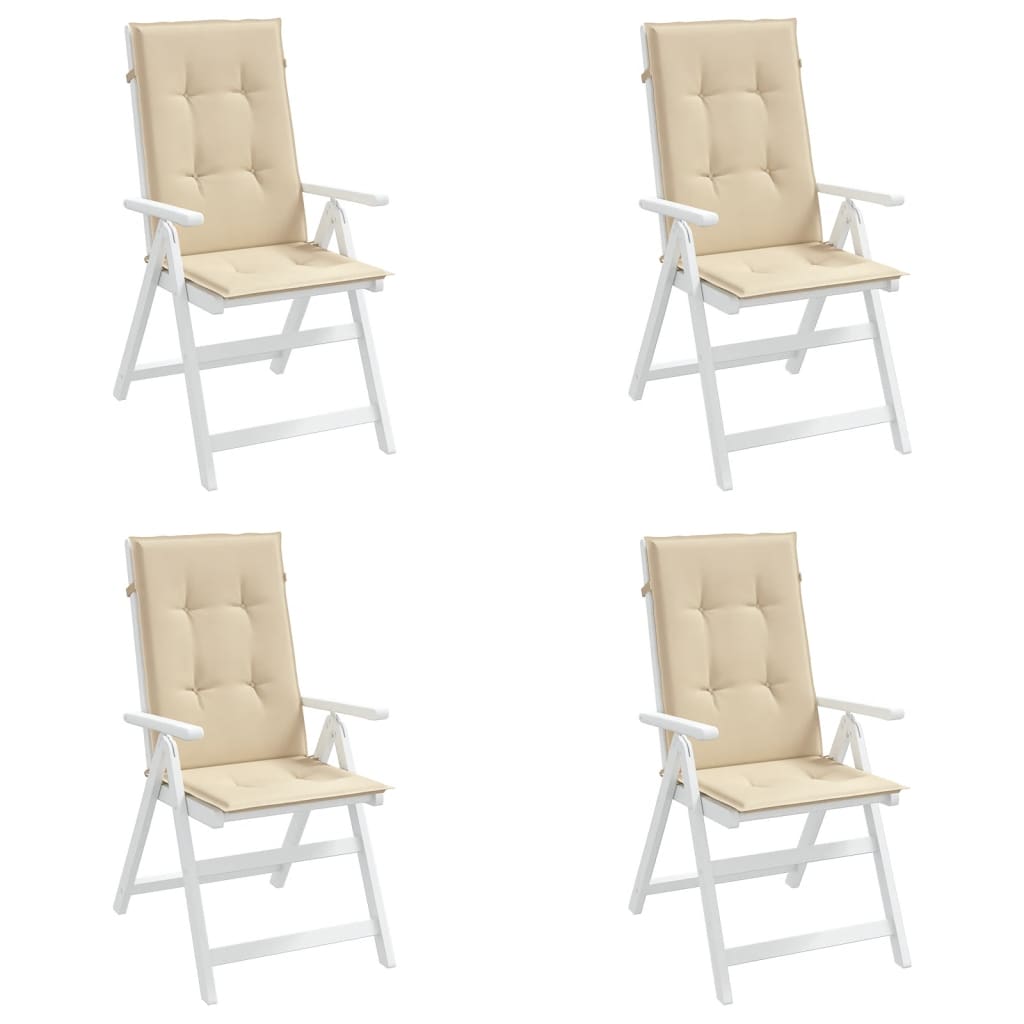 Garden Highback Chair Cushions 4 pcs Beige 47.2"x19.7"x1.2" Fabric