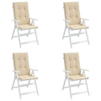 Garden Highback Chair Cushions 4 pcs Beige 47.2"x19.7"x1.2" Fabric