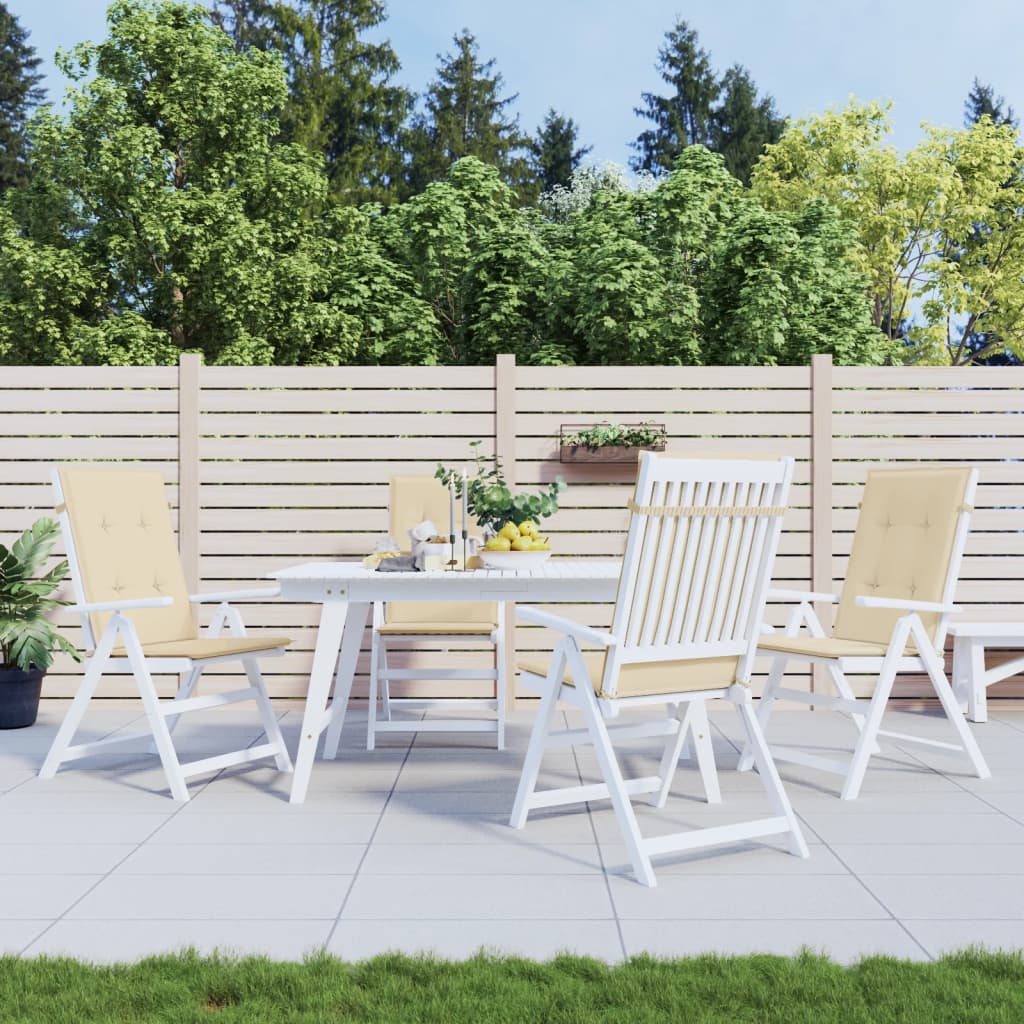 Garden Highback Chair Cushions 4 pcs Beige 47.2"x19.7"x1.2" Fabric
