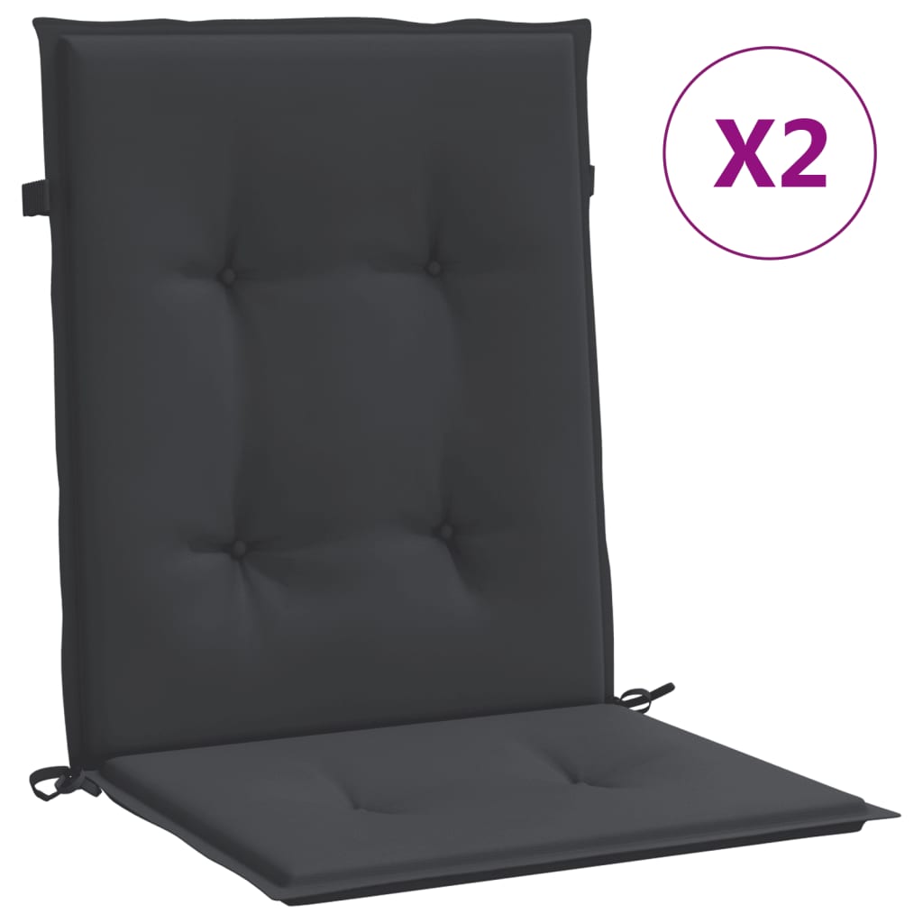 Garden Lowback Chair Cushions 2 pcs Black 39.4"x19.7"x1.2" Oxford Fabric