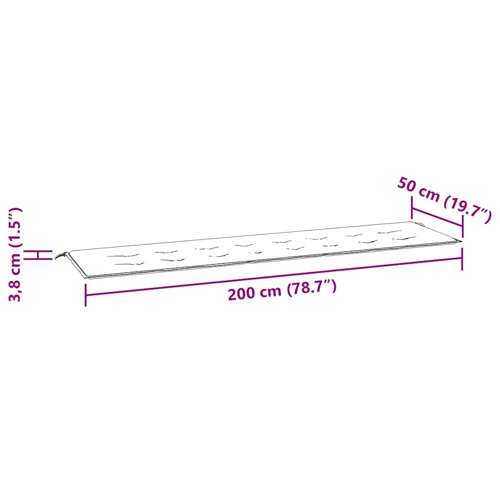Garden Bench Cushion Anthracite 78.7"x19.7"x1.6" Oxford Fabric