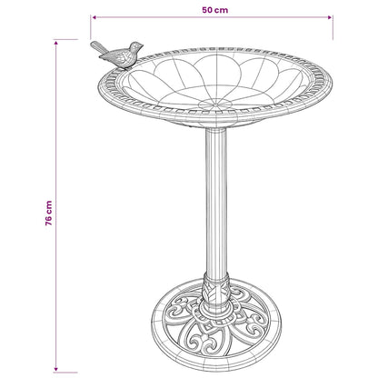 Garden Bird Bath Bronze Plastic