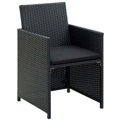 4 Piece Patio Lounge Set with Cushions Poly Rattan Black