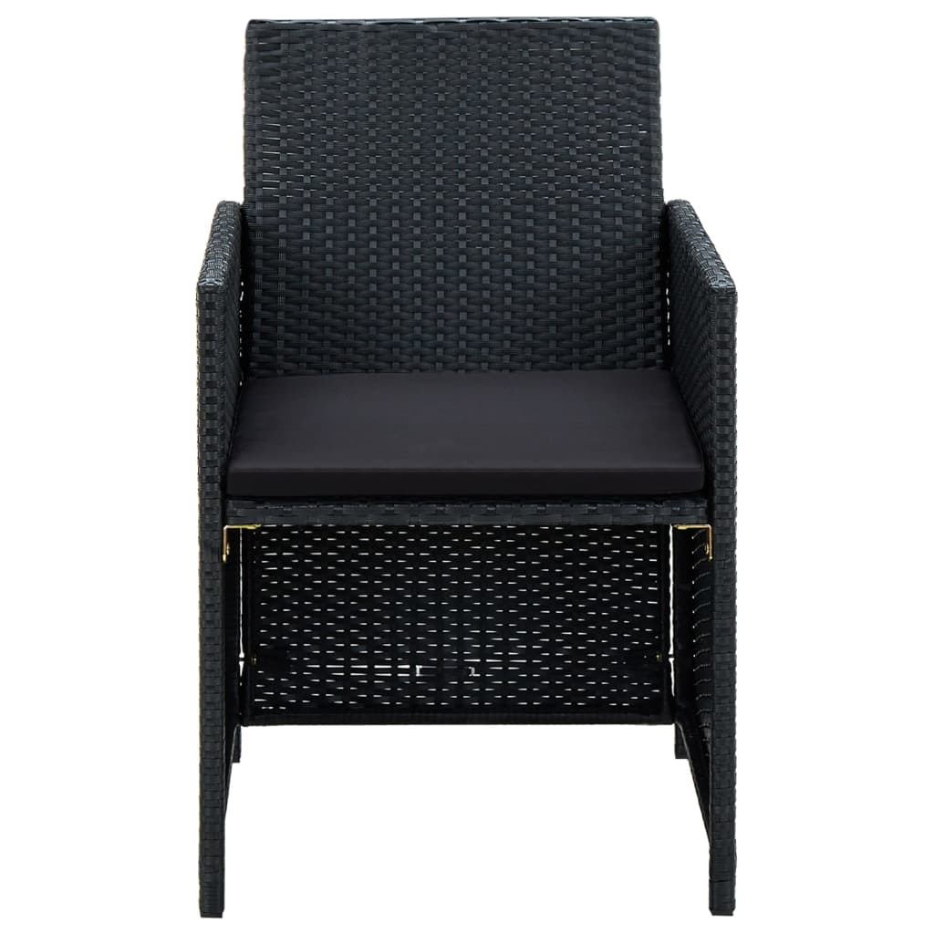4 Piece Patio Lounge Set with Cushions Poly Rattan Black