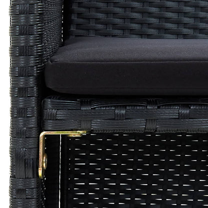 4 Piece Patio Lounge Set with Cushions Poly Rattan Black