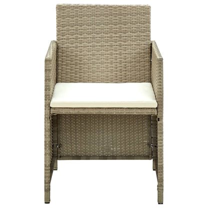 4 Piece Patio Lounge Set with Cushions Beige Poly Rattan
