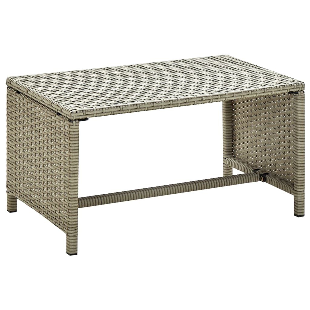 4 Piece Patio Lounge Set with Cushions Beige Poly Rattan