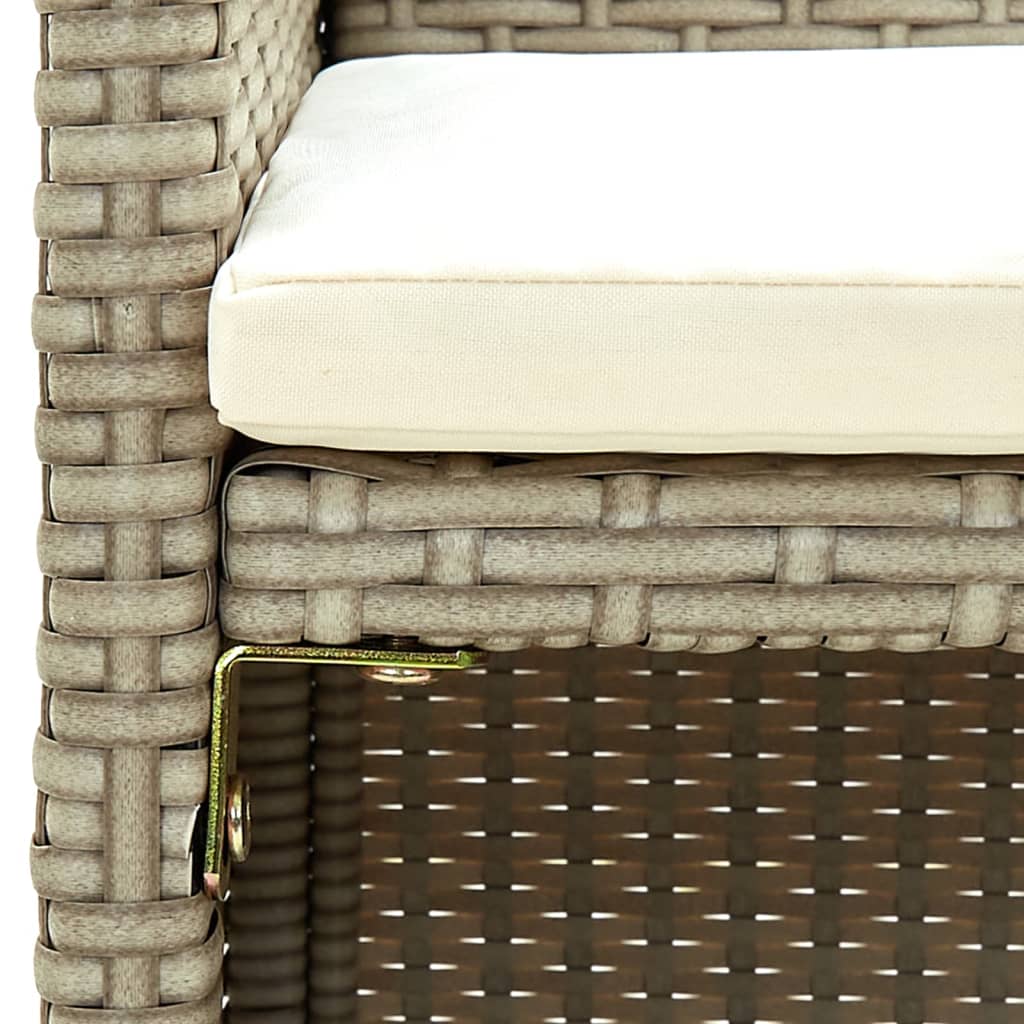 4 Piece Patio Lounge Set with Cushions Beige Poly Rattan