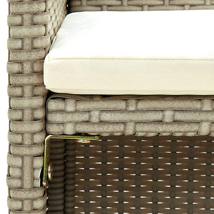 4 Piece Patio Lounge Set with Cushions Beige Poly Rattan