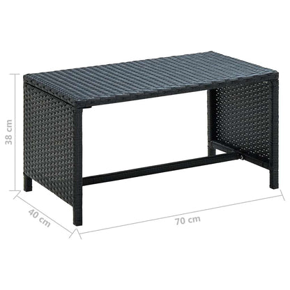 Coffee Table | Black | PE Rattan, powder-coated steel | 70x40x38 cm