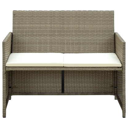 2 Seater Patio Sofa with Cushions Beige Poly Rattan