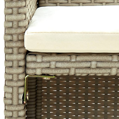 2 Seater Patio Sofa with Cushions Beige Poly Rattan