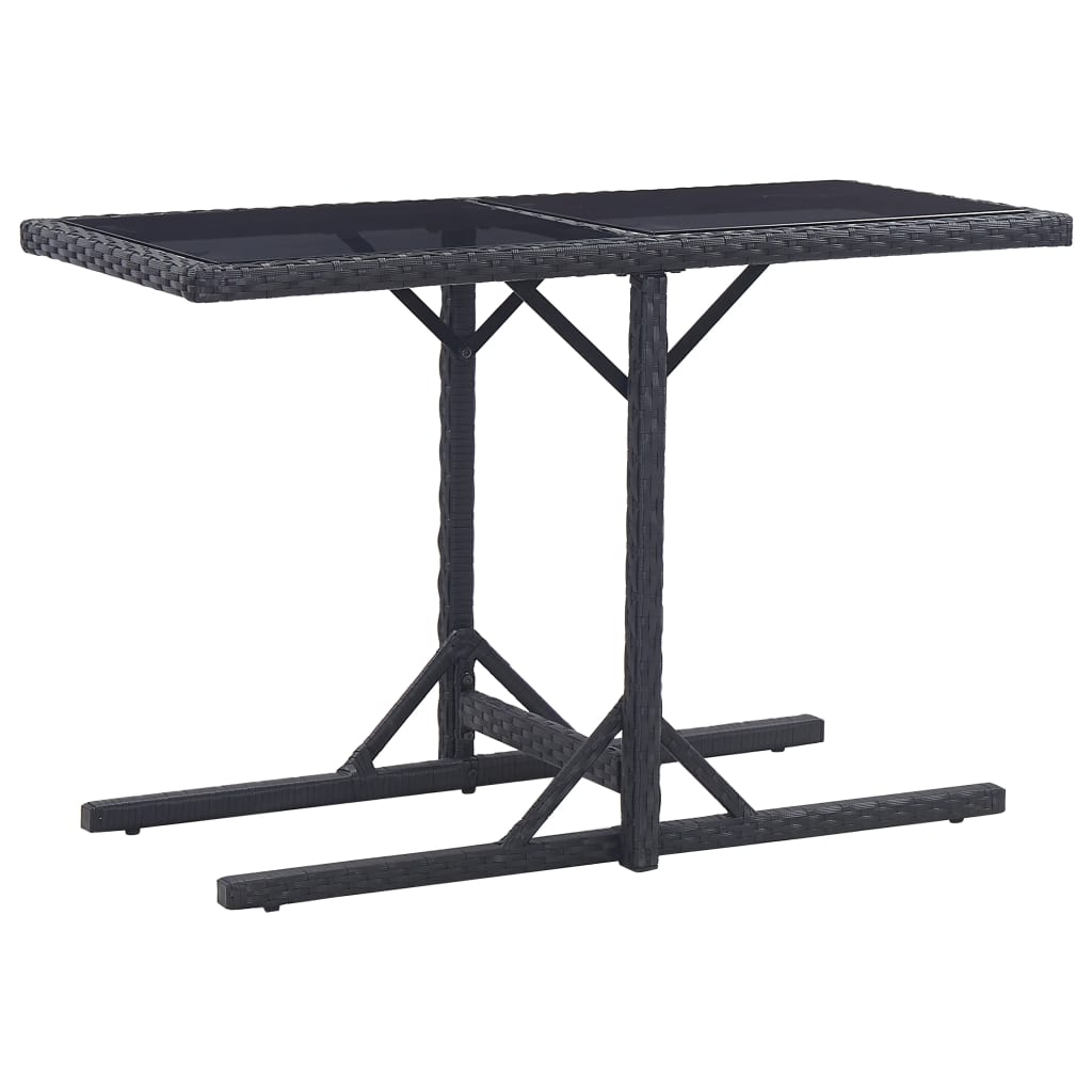 Outdoor Table Black Poly rattan, powder-coated steel, glass