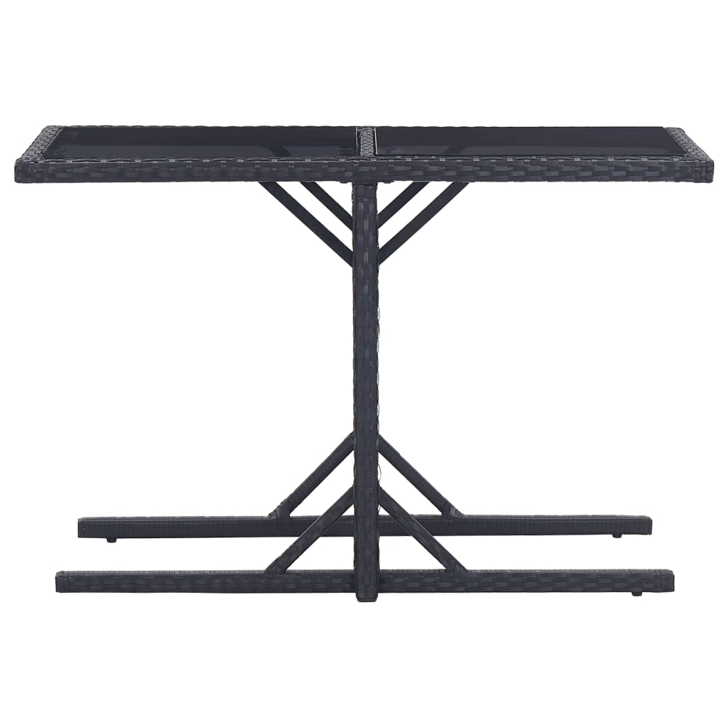 Outdoor Table Black Poly rattan, powder-coated steel, glass