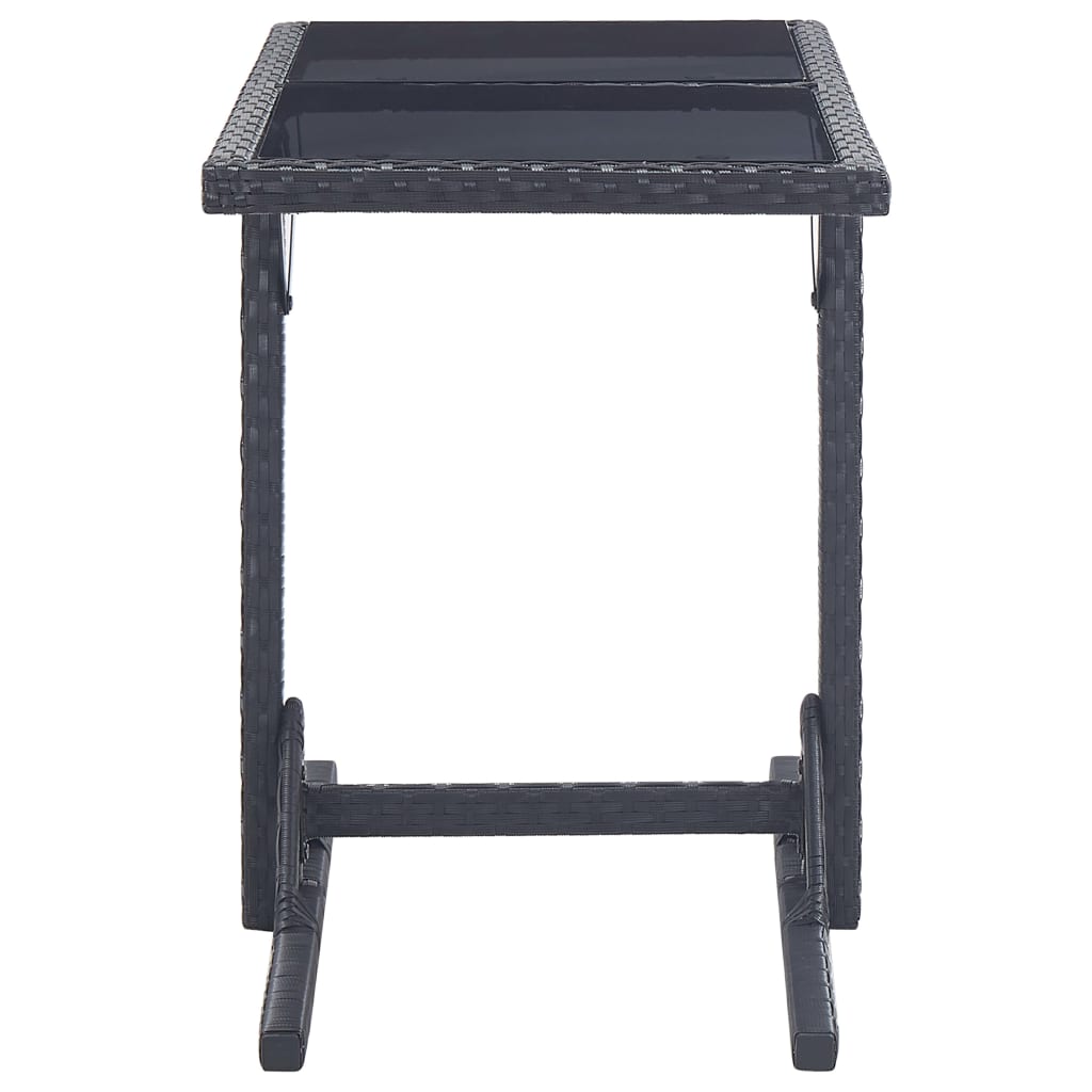 Outdoor Table Black Poly rattan, powder-coated steel, glass