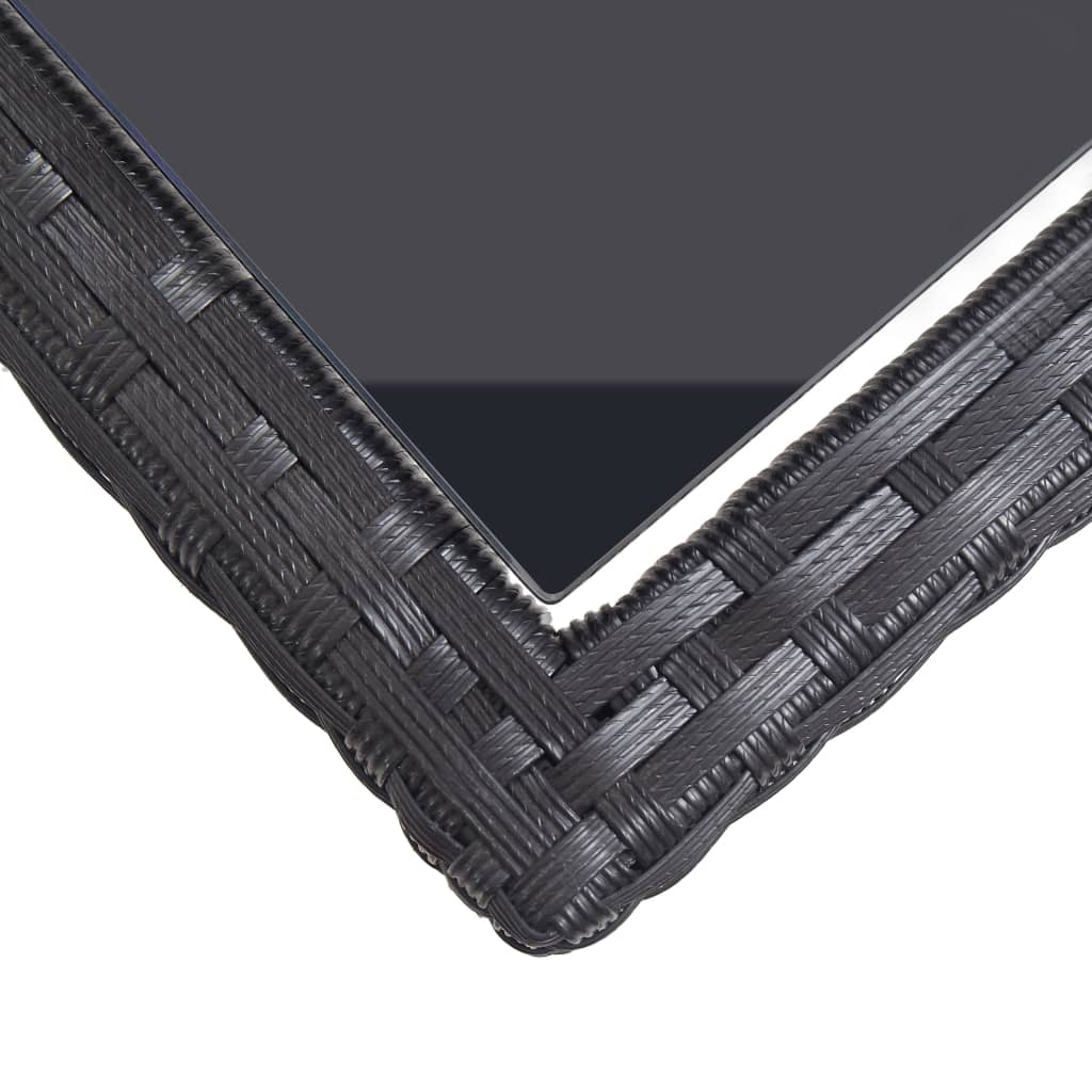 Outdoor Table Black Poly rattan, powder-coated steel, glass